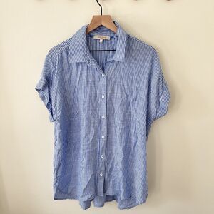 Casacabana Women's Stripe 100% Rayaon Button Shirt - Large